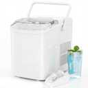 Ice Makers Countertop, Portable Ice Machine with Handle, 6 Mins 9 Bullet Ice Cubes with Basket and Scoop, 26lbs in 24Hrs, Auto-Cleaning, for Home, Kitchen, RV, Camping, White