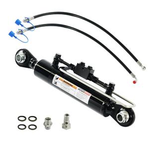 KINGWAY Hydraulic Top Link Cylinder Cat 2-2, 19 11/16"-27 15/16" | 8 1/4" Stroke, 12000 lbs Push Force, 8600 lbs Pull Force, Dual Check Valves, with Locking Block, 2 Hoses, OEM Replacement