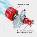 FVRITO VM22 Racing Performance Carburetor Carb for Predator 212cc 196cc Coleman CT200U BT200X KT196 Mini Bike Go Kart GX160 GX200 6.5HP OHV Clone Engine with Intake Manifold 38mm Air Filter Parts Red