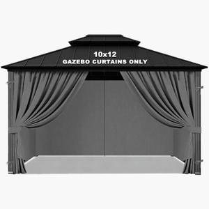 Gazebo Privacy Curtains 10' x 12' Replacement Panels – Waterproof & Windproof 4 Zippered Sidewalls for Patio Canopy, Outdoor Garden or Backyard Gazebo(Gray)