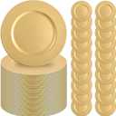 50 Pcs Gold Charger Plates 13" Round Charger Plates Bulk Beaded Chargers for Dinner Plates Decorative Gold Charger Plastic Charger Plates for Wedding Party Event Baby Bridal Shower Table Decoration