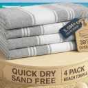 LANE LINEN Turkish Beach Towels Set of 4 - Oversized Beach Towel 39"x71", Durable Sand Proof Towel, Absorbent & Quick Dry, Perfect for Pool or Travel Alloy