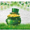 Happy St. Patrick's Day Backdrop White Brick Wall St Patrick's Photography Background St Patrick's Day Children Party Decorations(75FT)