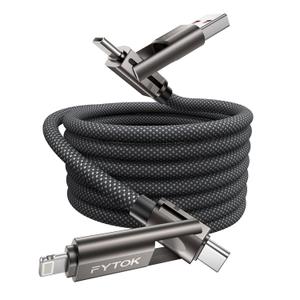 USB C Cable Fast Charging 60W iPhone Charger Cable 6FT, [Apple MFi Certified] USB to USBC to Lightning Cable 4 in 1 Charging Cable with Type C/USB A for iPhone 17/16/15/14/13/12/iPad/Android/MacBook