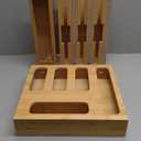 Calmbee 9 IN 1 Storage Bag Organizer for Kitchen Drawer, Bamboo Foil and Plastic Wrap with Cutter, Organizers Compatible Gallon, Quart, Sandwich Snack Size (Natural)