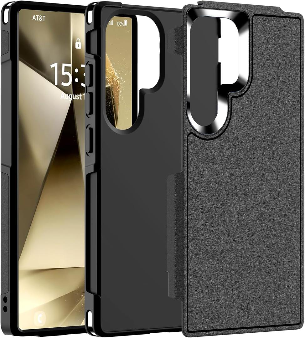 Hualele for Samsung Galaxy S24 Ultra Case,[Military Grade Protection] [Dropproof Shcokproof] Anti-Slip Grip Slim Dual Layer Rugged Heavy Duty Galaxy S24 Ultra Phone Case, Black