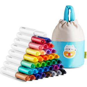 Jar Melo Jumbo Crayons for Toddlers, 36 Colors Washable Crayons with 108 Free PDF Coloring Pages, Unbreakable and Easy to Hold, Safe Art Supplies for Kids Ages 1-3, 2-4, 4-8