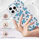 J.west Magnetic for iPhone 16 Pro Case 6.3" Soft Slim Floral Women Phone Case Compatible with MagSafe Aesthetic Protective Cute Flowers Design Cover for Girls Teal Blue