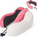 Travel Neck Pillow Cover U Shaped Neck Pillow Case Cover - Breathable, Soft, Removable Travel Pillow Cover for Airplane, Car & Office - Cover Only (No Filler Included) (Pink)