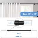 1 inch Heavy duty Curtain rods 48 to 84 inch, Black Curtain Rod for Windows Adjustable, Metal Drapery Rods with End Cap Finials, Modern Drapery Rods for Sliding Door, Bedroom, Living Room