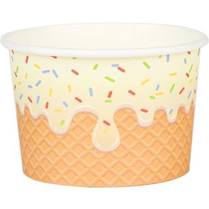 AimFun 50 Pcs Disposable Paper Ice Cream Cups 9oz Waffle Sprinkles Dessert Snack Container Bowls for Hot Cold Frozen Yogurt Soup Party Supplies