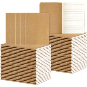Colarr 60 Pcs Mini Notebooks 5.5 x 4 Inch 30 Sheets Small Journal Bulk Blank Lined Notebook Small Kraft Paper Book Bulk Student Classroom Office Back to School Supplies(Brown)