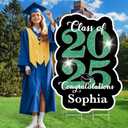 Personalized Graduation Yard Sign Class of 2025, 35 Inch Large Grad Yard Sign, Custom Name Outdoor Welcome Sign with Stake, Green Graduation Decorations Party Backdrop, High School College Gift