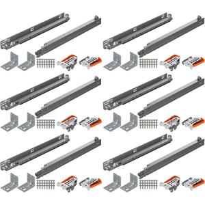 Blum Tandem Plus BLUMOTION Concealed Undermount Drawer Runner Kit (6 Kits), 18-Inch, Full Extension, Soft-Close, Steel, 100 lb. Load Capacity for Wood Drawers