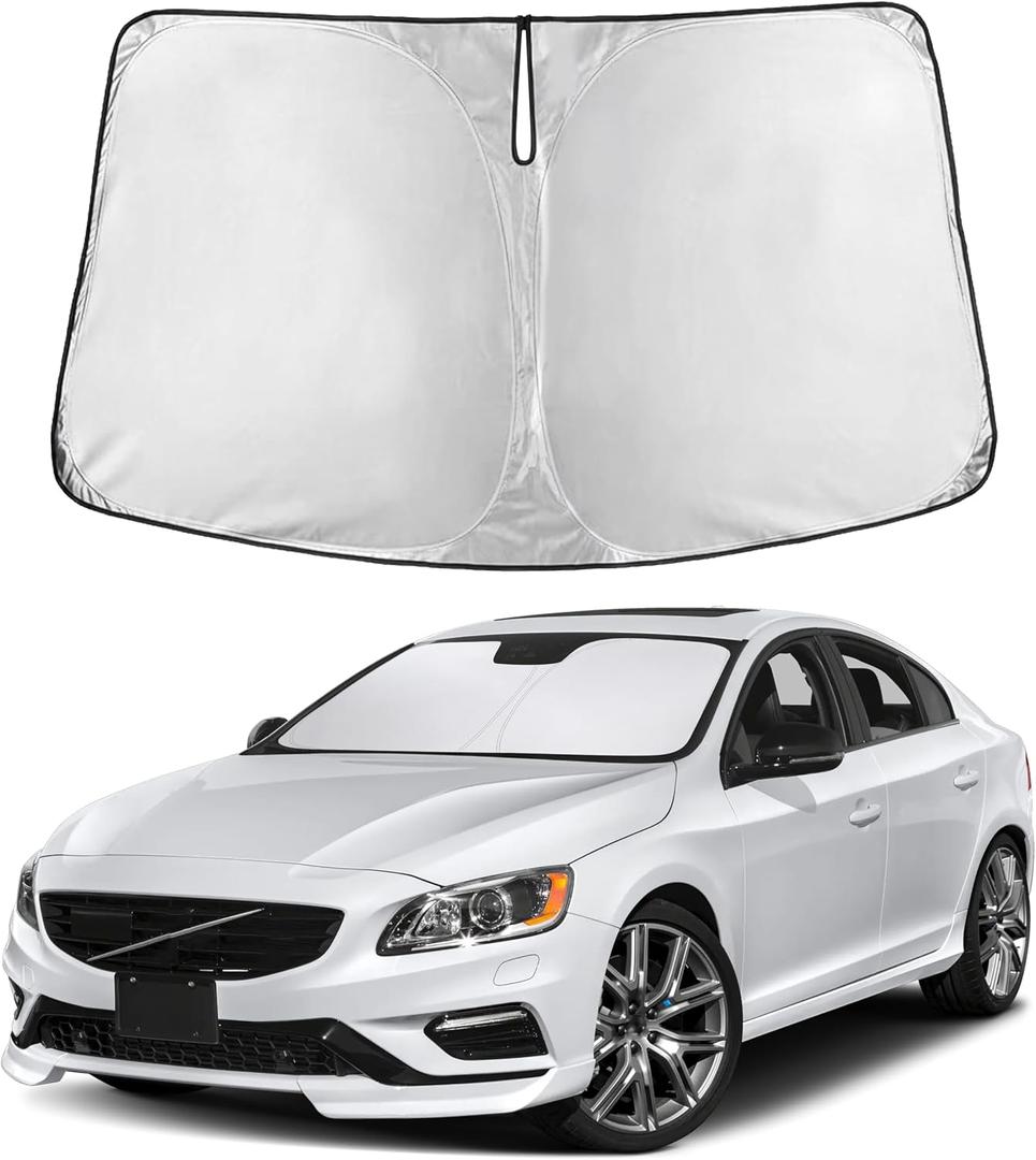 EcoNour Windshield Sunshade Compatible for Volvo S60 2011-2016 2017 2018, Sun Visor for Front Windshield & Window Sun Shade Cover, UV Heat Blocker & Protector, Car Accessories