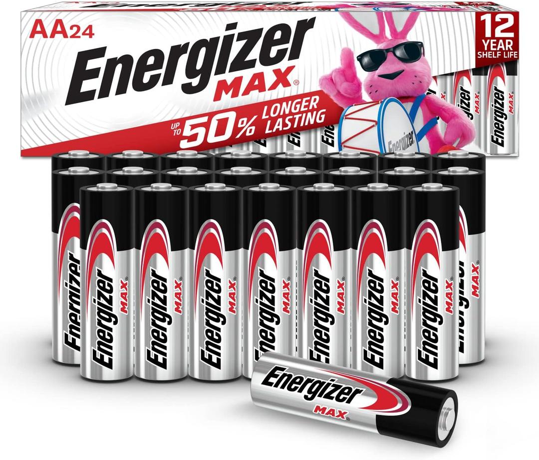 Energizer AA Batteries, Max Double A Battery Alkaline, 24 Count (24 Count (Pack of 1))