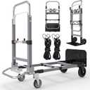 Suzhi Convertible Hand Truck Dolly Cart with Wheels Heavy Duty/with 4 Wheels / 500Lbs Load, 2 Straps for Furniture/Appliance/Carton/Warehouse/Office/no Need to Install, Easy to fold as Video
