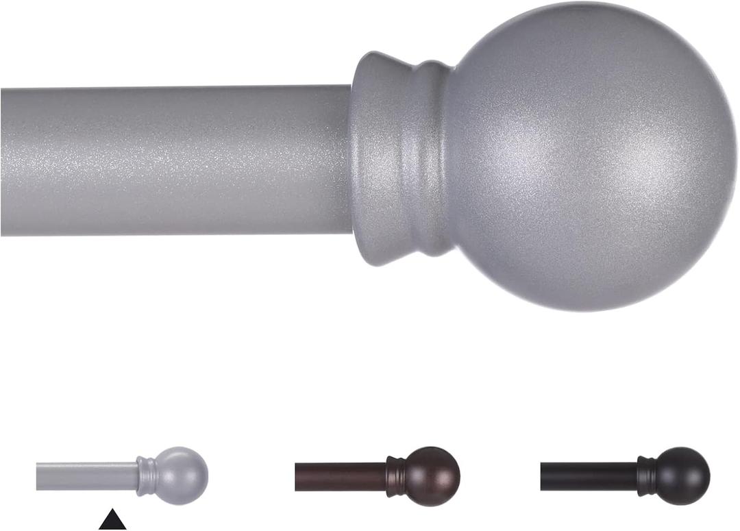 Thestoa Curtain Rods for Windows 48 to 84-92 inch, 5/8" Brushed Nickel Curtain Rod, Stainless Steel Small Curtain Rods for Bedroom, Living Room,Kitchen,Farmhouse, Outdoor Curtain Rod Silver