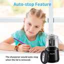 JARLINK Electric Pencil Sharpener, Heavy-Duty Helical Blade to Fast Sharpen, Auto Stop for No.2/Colored Pencils(6-8mm), AC Adapter/Battery Operated in School Classroom/Office/Home (Black)