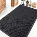 OLANLY Front Door Mat Outside Entrance 47x32, Absorbent, Heavy Duty Sturdy Natural Rubber Doormat Indoor Outdoor, Stain and Fade Resistant, Non-Slip Backing Low Profile Floor Mat for Entryway, Black