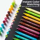Ohuhu Acrylic Glitter Markers, 24 Metallic Glitter Colors, Fine Tip Paint Pens for Fine Details & Shimmer Accents, Water-Based & Quick Dry, for DIY Crafts, Cards, Journals, Wood & Rock, Medium Tip 3mm