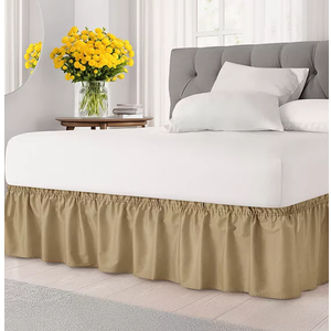 CGK Unlimited Linen Twin Bed Linen Brown  Bed Skirt 