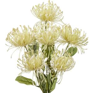 Hollyone 33" White Artificial Mums Flowers Chrysanthemum Flowers 2Pcs Fake Spider Mum Flower Arrangement Spring Summer Faux Pincushion Flower with 3 Heads Long Stem Bouquet Table Home Decor