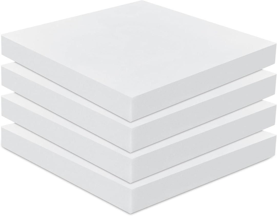 Frienda 4 Pack 3" x 20" x 20" Upholstery High Density Foam Cushion Seat Replacement Square Cut to Size Foam Couch for Patio Furniture Commercial Dinning Chair Couches Benches Padding DIY Projects