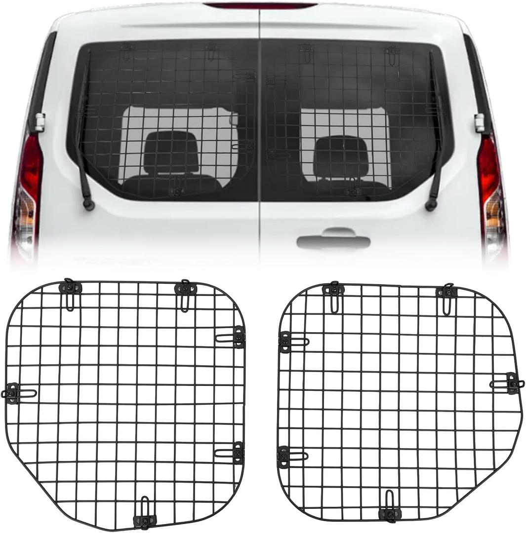 MELIPRON Van Rear Window Security Screen Fit for Ford Transit Connect 2014+ Rear Door, Heavy-Duty Alloy Steel Mesh, Driver & Passenger Side Van Window Guards, 2 Pieces Anti-Theft Easy Self-Install