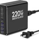 Aluminum Alloy 260W USB C Charger Block GaN III PD 65W Fast USB C Charging Station 7 Ports 65W Laptop Charger for MacBook Pro/ Air/ iPad Pro/ iPhone (Grey Black-5C2A)