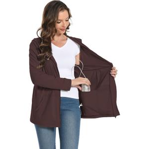 Meuponc Mastectomy Hoddies Jacket Coat with Drain Pockets Women Post Surgery Recovery Must Haves Long Sleeve Zip Up Shirts L