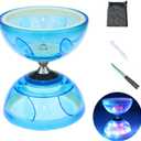 Chinese Diabolo Yoyo Set - Triple Bearing LED Diabolo Yo-yos Juggling Toys with Diablo Sticks, String & Net Bag, Easier Start/Faster/Stable & Lasts Longer (Blue), 5.12 inches