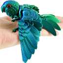 3D Printed Articulated Parrot Figure with Movable Wings, Flexible Joint Bird Desk Fidget Toy, Colorful Collectible Home & Office Decor Gift (Iridescent Emerald Green)