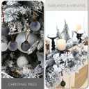 Sea Team 16-Pack Flocked Velvet Cloth Christmas Tree Ball Ornaments Set, Hanging Velour Baubles, Shatterproof Plastic Decorations for Xmas Tree, Wreath, Garland, 80mm/3.15 Inches, Gray (Grey)