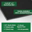 2 LB Mass Loaded Vinyl 4’x4’ (16 SF) – MLV Soundproofing Barrier for Walls, Ceilings, Vehicles – 32 STC Rating – Flexible Noise Blocker Roll – Easy to Cut & Install - Multiple Options