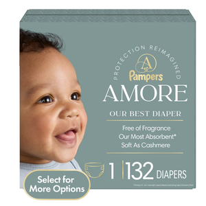 Pampers Amore Baby Diapers Size 1, 132 Count