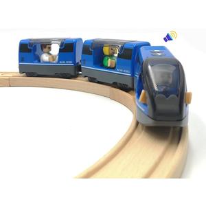 DSHMIXIA Battery Operated Train for Wooden Train Track Set Toys for Toddlers 3 4 5 Year Old Boys Kids Magnetic Couplings City Vehicle with Figures(Without Battery)