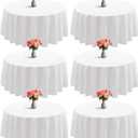 joybest 6 Pack Round Tablecloths 90 Inch White Polyester Table Cloth for 30-60 Inch Tables, Stain and Wrinkle Resistant Washable Fabric Table Cover for Wedding, Party, Reception, Banquet