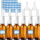 10 Pcs Nasal Spray Bottle, 30ML/1oz 6 Pcs Glass Nose Spray Bottle Empty, Fine Mist Sprayers Atomizers with 2 Funnels and 2 Labels