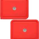 Replacement Lids for Pyrex 7211-PC 6 Cup Rectangle, Silicone Storage Cover Lid for Glass Bowl 2 Pack with Date Mark Red