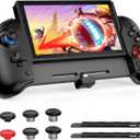 NexiGo Hall Effect Gripcon (No Drift, No Deadzone) with Hall Sensing Joystick for Nintendo Switch/Switch OLED, Ergonomic Handheld Mode, 6-Axis Gyro, Mapping Function, Black