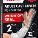 100% Waterproof Cast Covers for Shower Arm - Tight Seal - 2pk Adult Reusable Cast Protectors - Full Arm Bag Sleeves for Wounds Care - After Surgery Shower Bag for Hand, Wrist, Elbow, Forearm