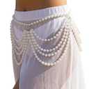 WDIRARA Women's Pearls Waist Chain Body Chain Beach Bikini Accessories