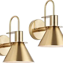 WILON Gold Wall Sconces Set of Two Indoor Wall Lights with E26 Base Industrial Gooseneck Barn Wall Lamp Modern Brass Wall Sconce Light for Bedroom Living Room Kitchen Sink Bedside Bathroom