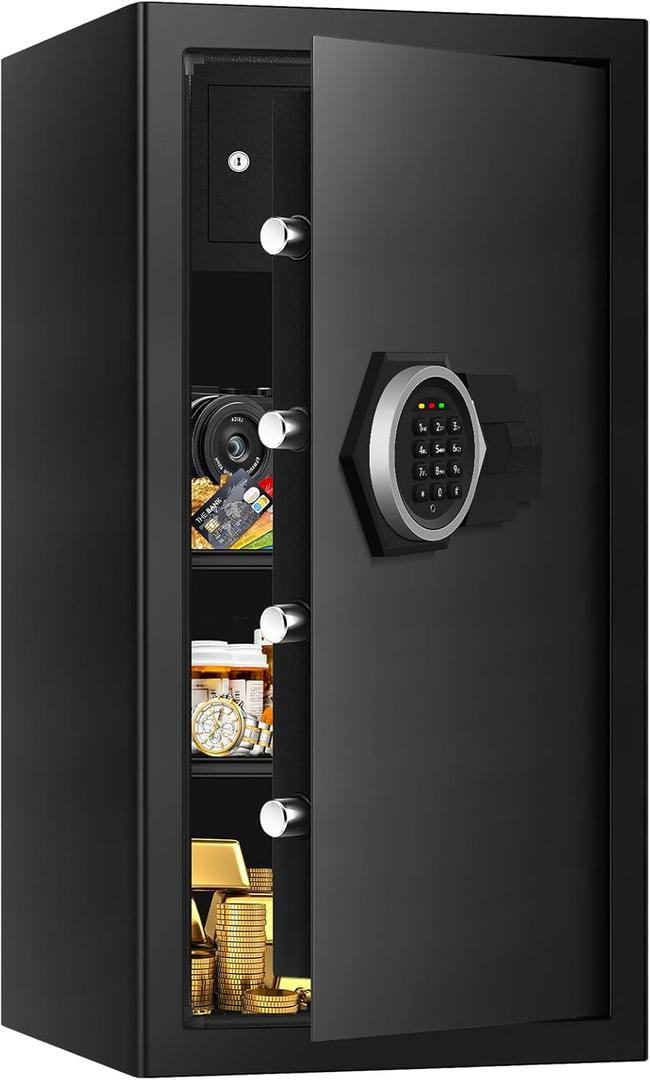 6.1 Cu ft Extra Large Home Safes Fireproof Waterproof, Anti-Theft Digital Security Safe Box With Programmable Keypad & Lock Box and Led Light, Fireproof Home Safe for Money Firearm Valuables