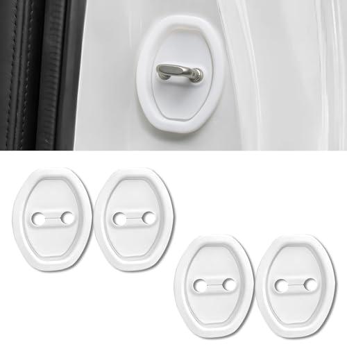 Lonuxi 4PCS Door Latch Lock Cover, Silicone Car Door Lock Cover for Car Door Protector and Noise Reduction, Universal Car Accessories for Most Vehicles (White)