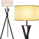 LEPOWER Tripod Floor Lamp, Mid Century Wood Floor Lamps for Living Room, Bedroom and Office, Flaxen Lamp Shade with E26 Lamp Base