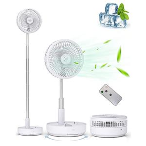 Primevolve Portable Oscillating Standing Fan,Rechargeable Battery Operated USB Floor Table Desk Fan with Remote, Bedroom Camping Travel Fans White 7.7"