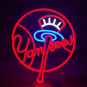 Yankees Neon Sign NY Neon Signs for Wall Decor New York Yankees Baseball Team Neon sign Wall Light Led Neon for Yankees Fans Birthday Gift Bedroom Bar Room
