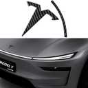 Metal Emblem for Tesla Model Y Juniper 2026+, Logo Cover Anti-Fade, All-Weather, Easy Install, Multiple Colors for Tesla Y Juniper Accessories (Front, Black Carbon Fiber Pattern)